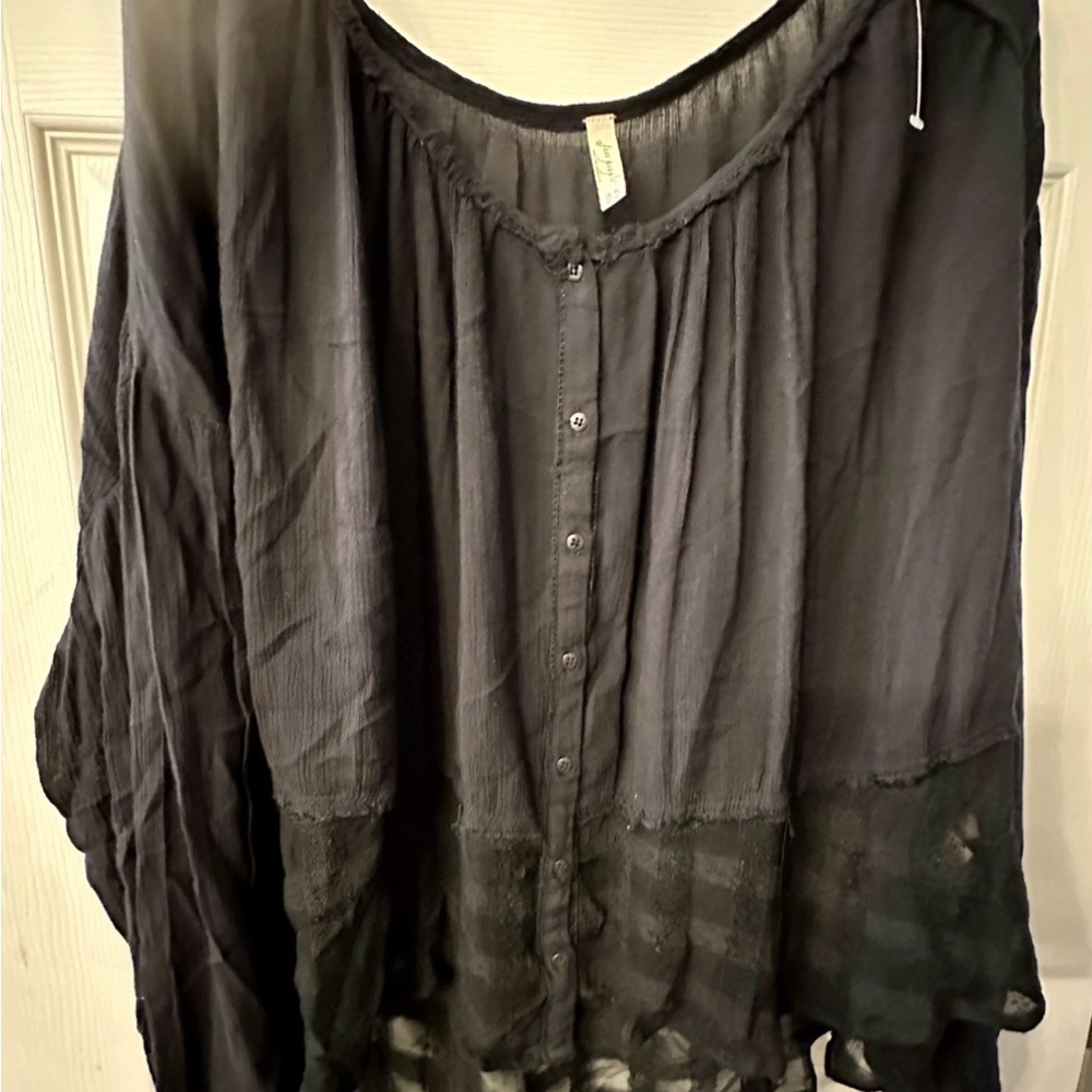 EUC Free People Black Flowing Blouse